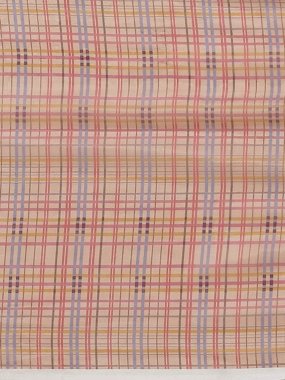 Stylish Multi Colour Checked Print Saree With Resham Tassel