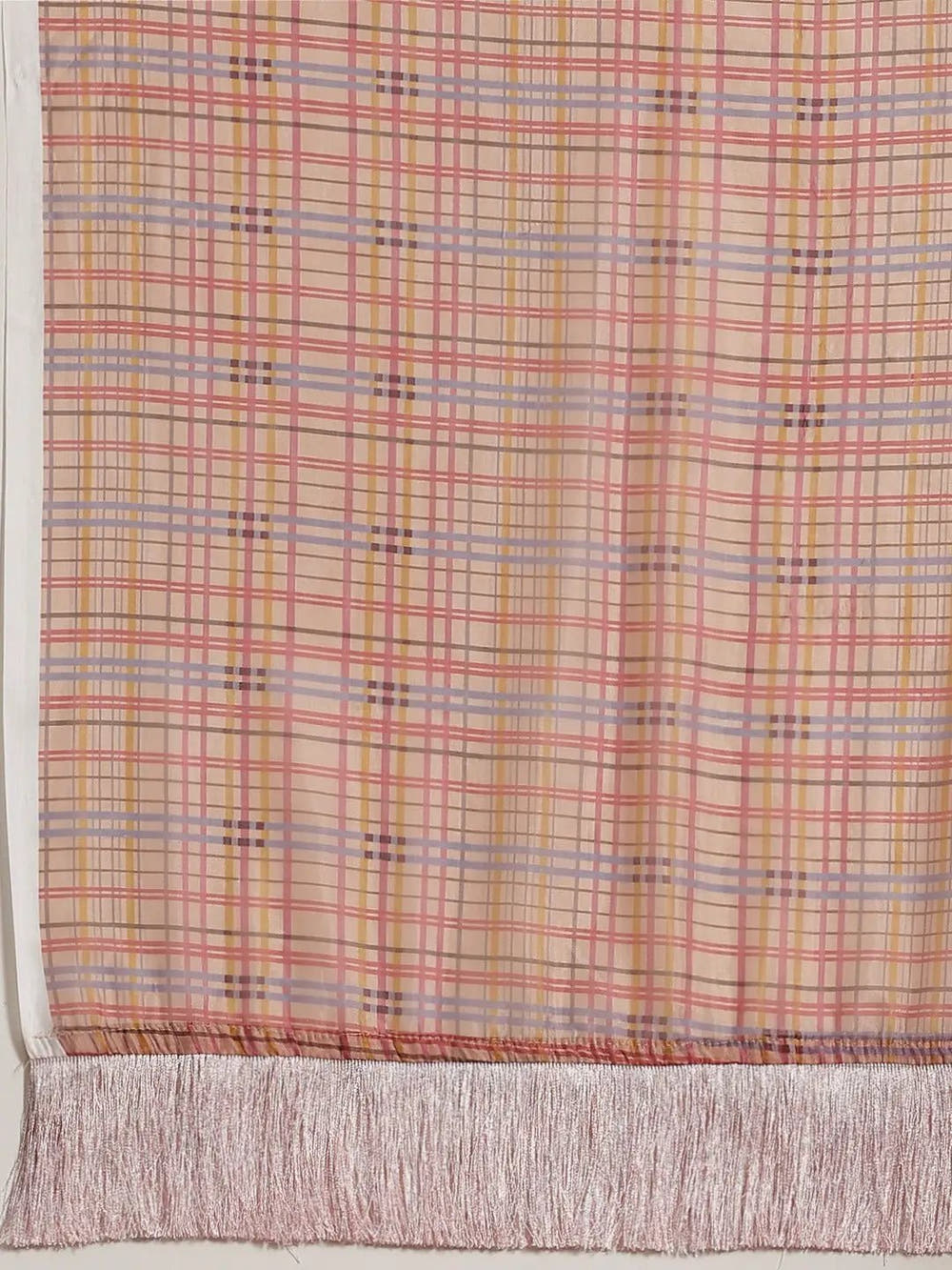 Stylish Multi Colour Checked Print Saree With Resham Tassel