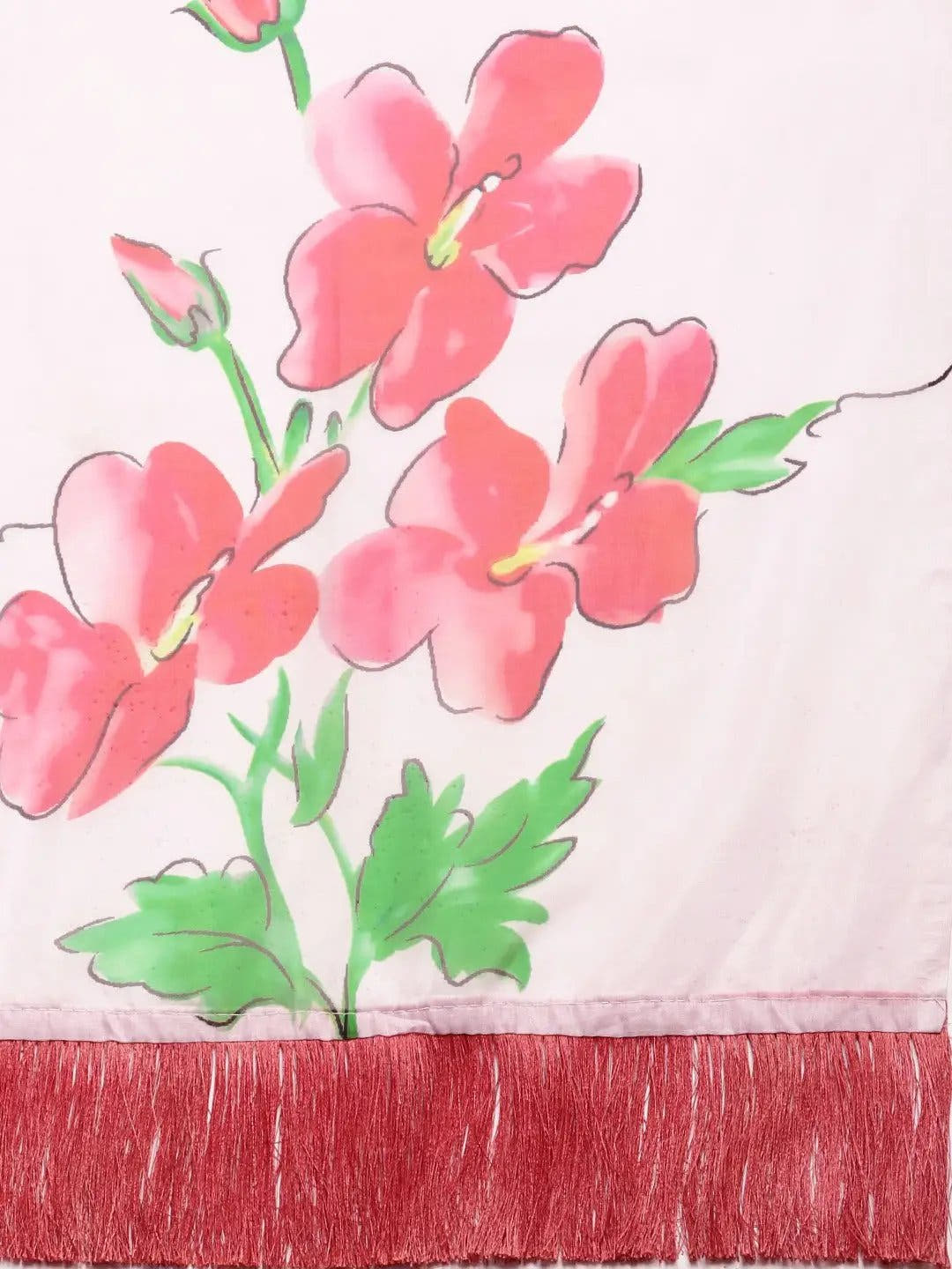 Pink Colour Floral Printed Pure Tebi Silk Saree With Resham Tassel