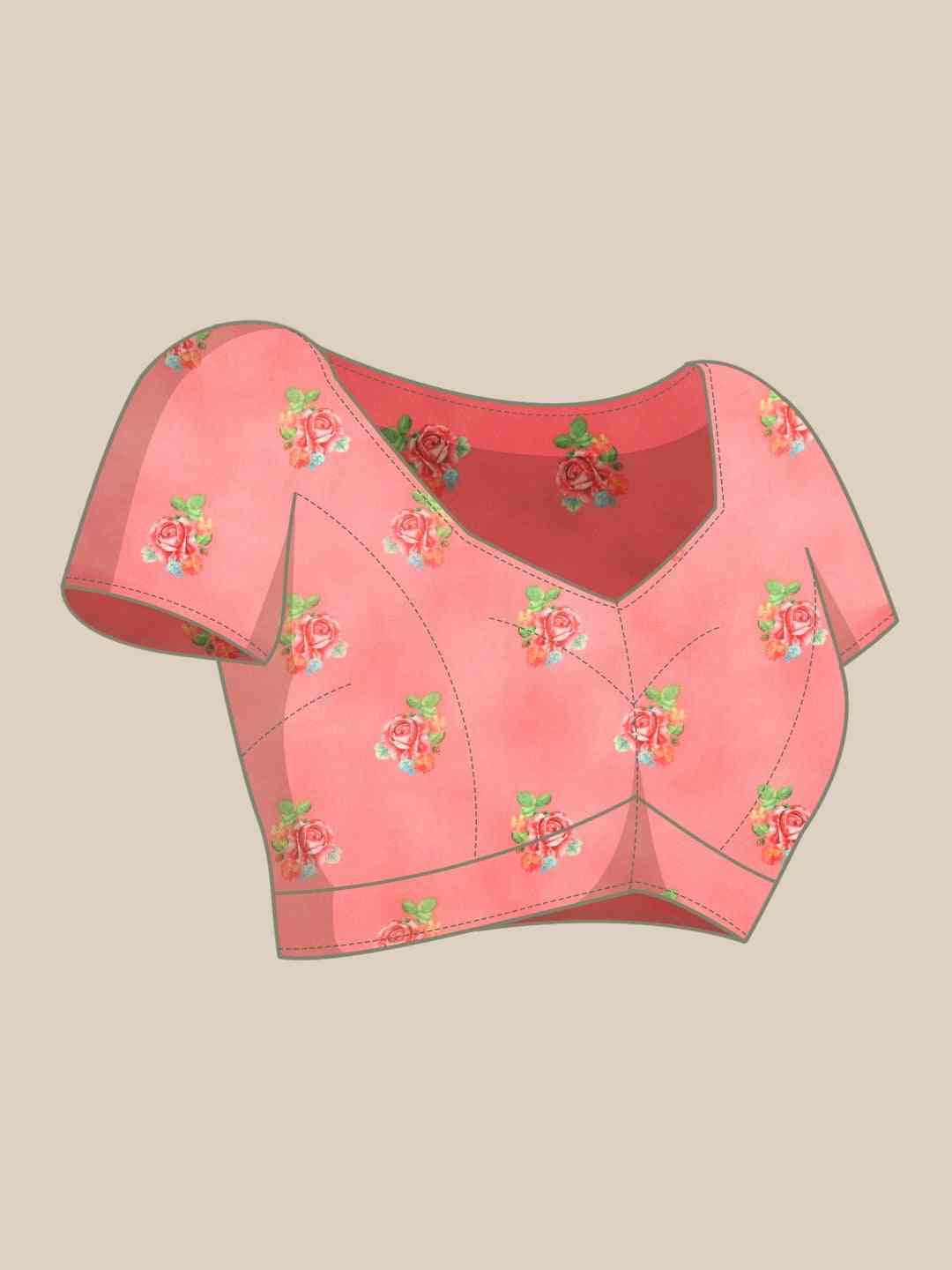 Pink Colour Floral Printed Pure Tebi Silk Saree With Resham Tassel