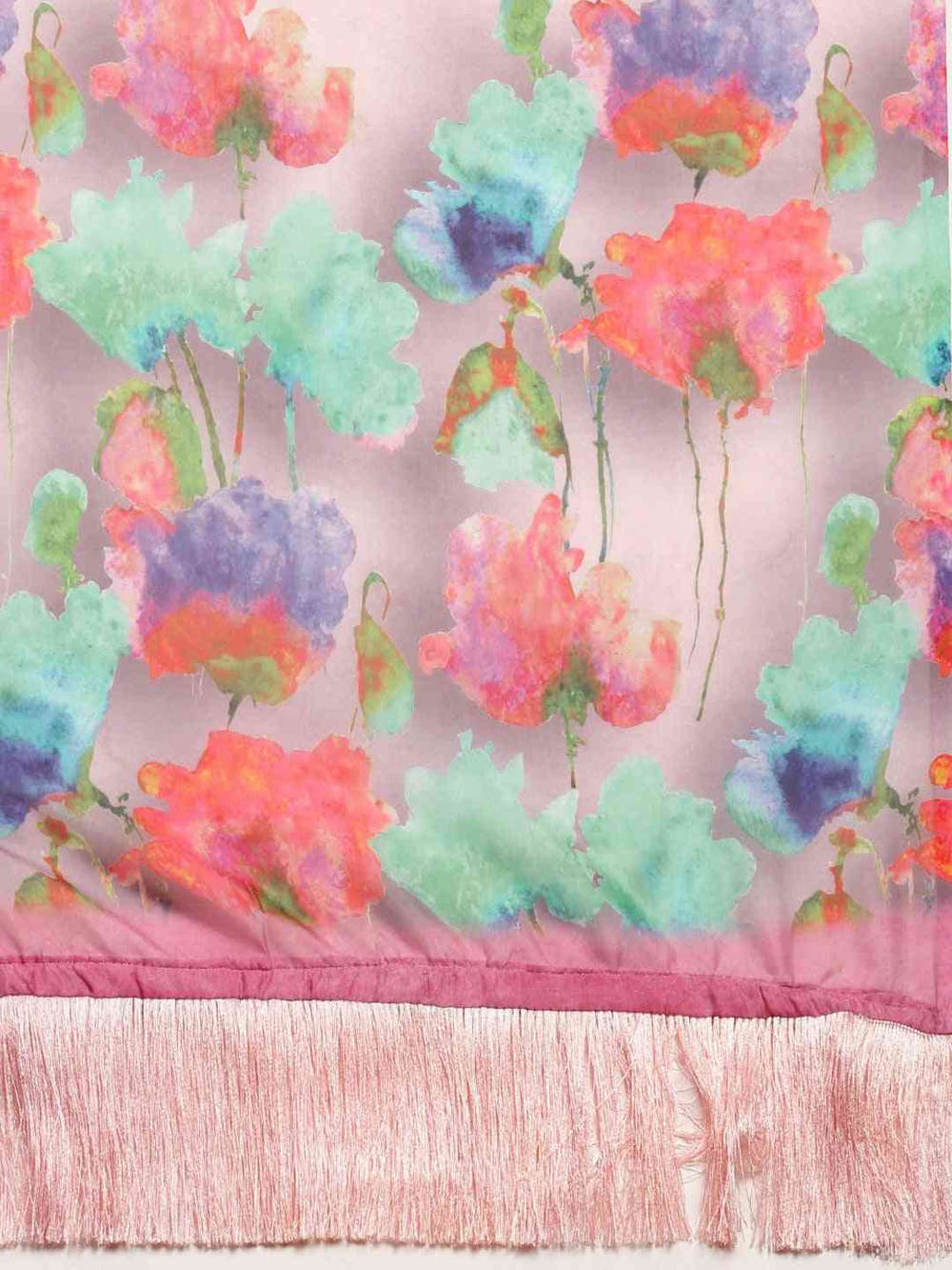 Pink Colour Floral Printed Pure Tebi Silk Saree With Resham Tassel