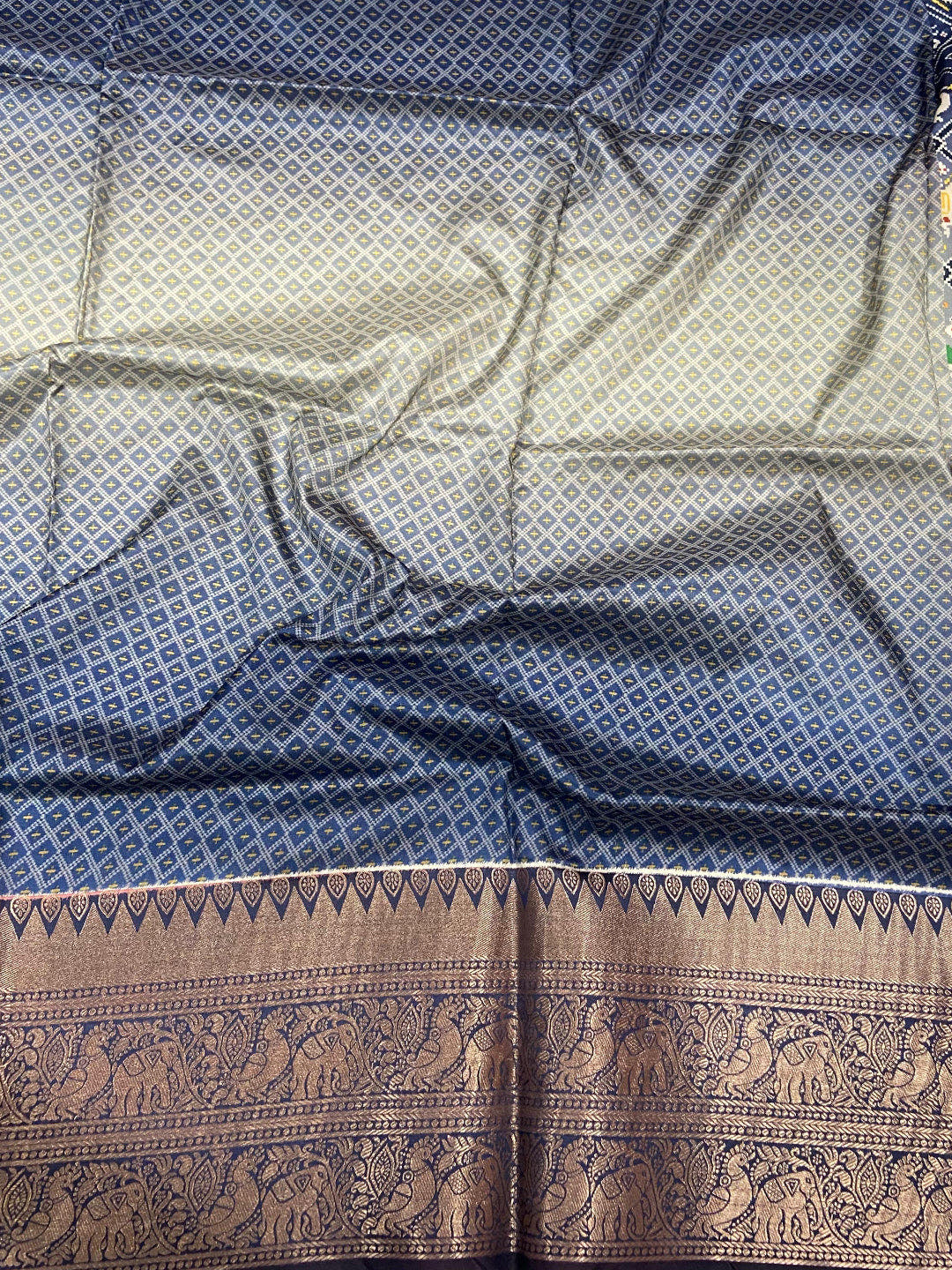 Ombre Navy Soft Silk Patola Print Saree