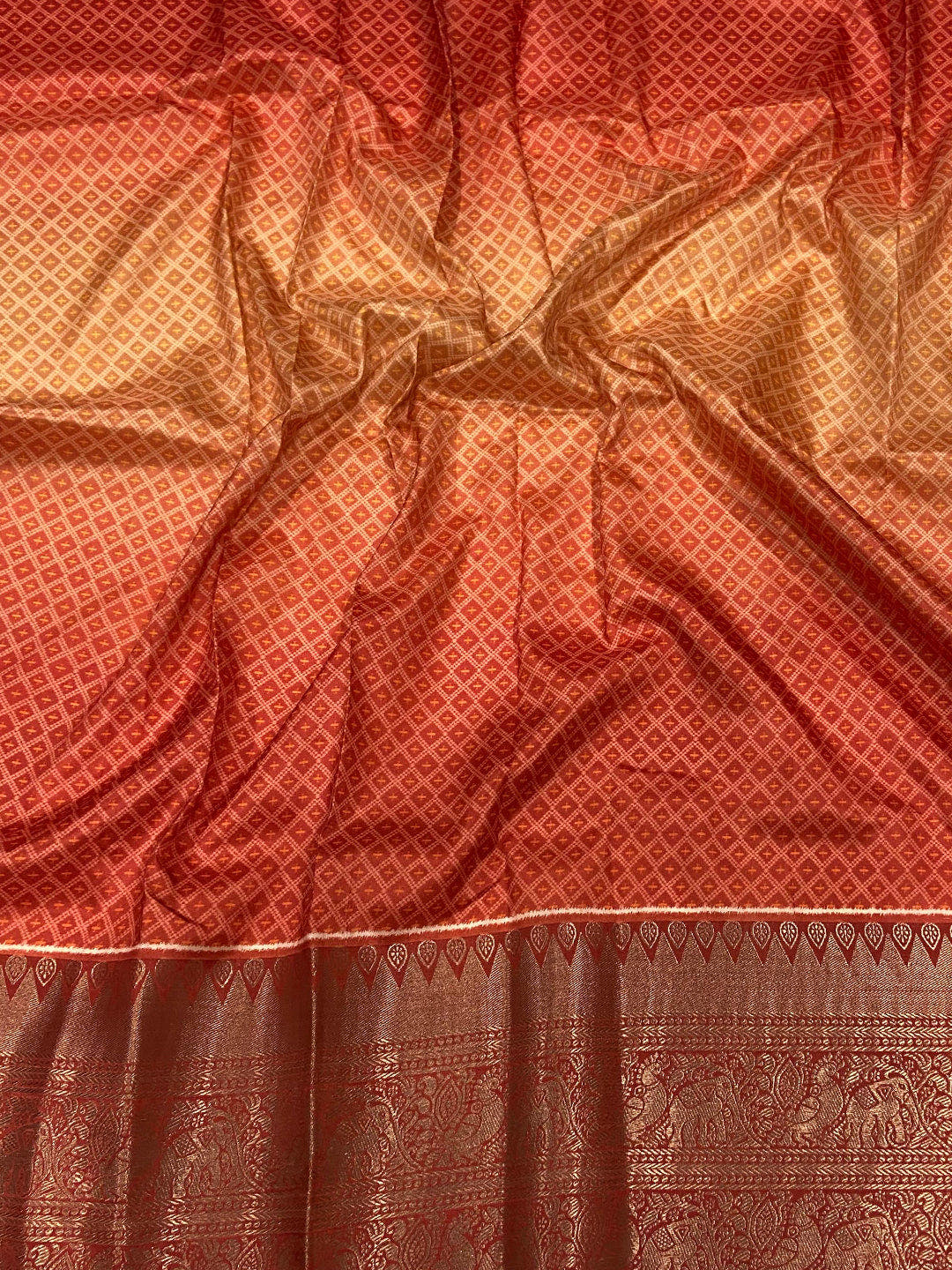 Ombre Red Soft Silk Patola Print Saree