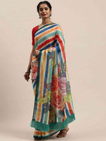 Pure Silk Resham Tassel And Striped Work Saree