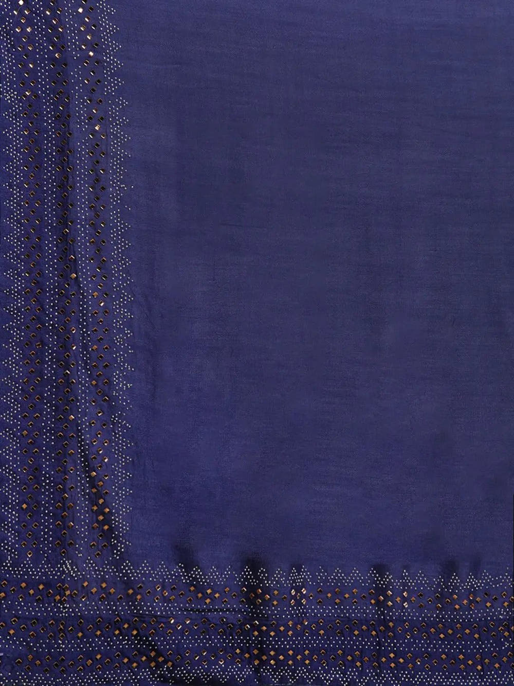 Stylish Navy Solid And Stones Work Poly Silk Saree