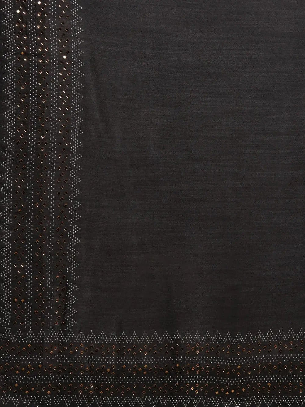 Stylish Black Solid And Stones Work Poly Silk Saree