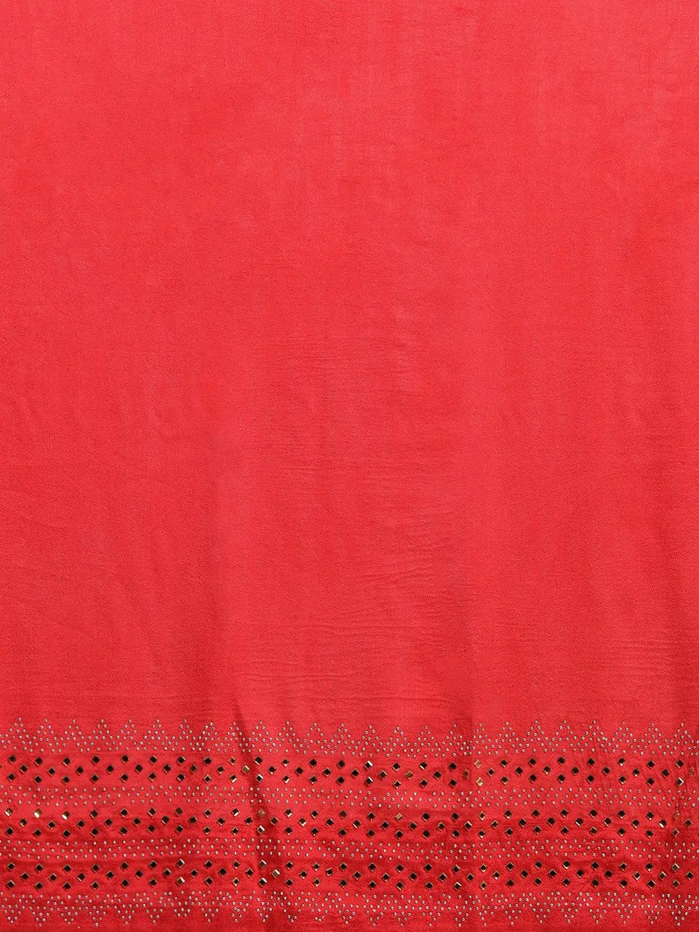 Stylish Red Solid And Stones Work Poly Silk Saree