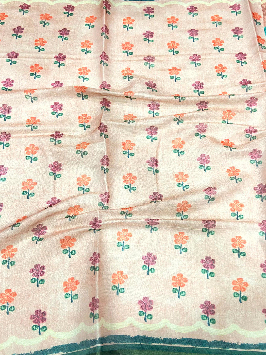 Rust Brown Folklore Tissue Chanderi Saree