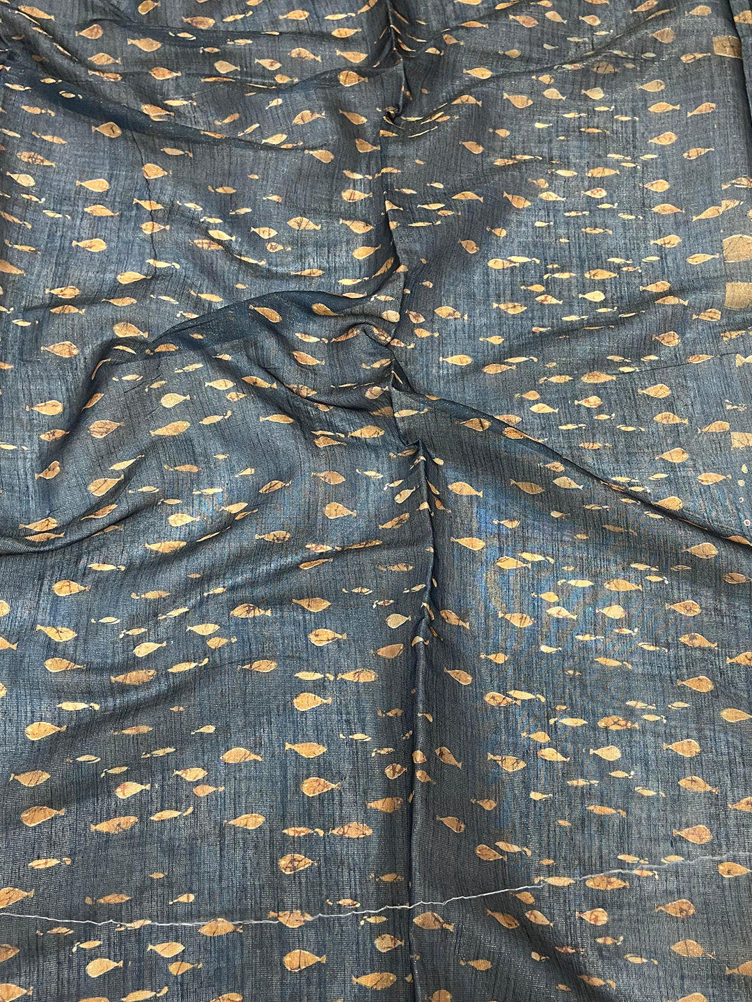 Navy Chanderi Floral Kalamkari Digital Print Saree