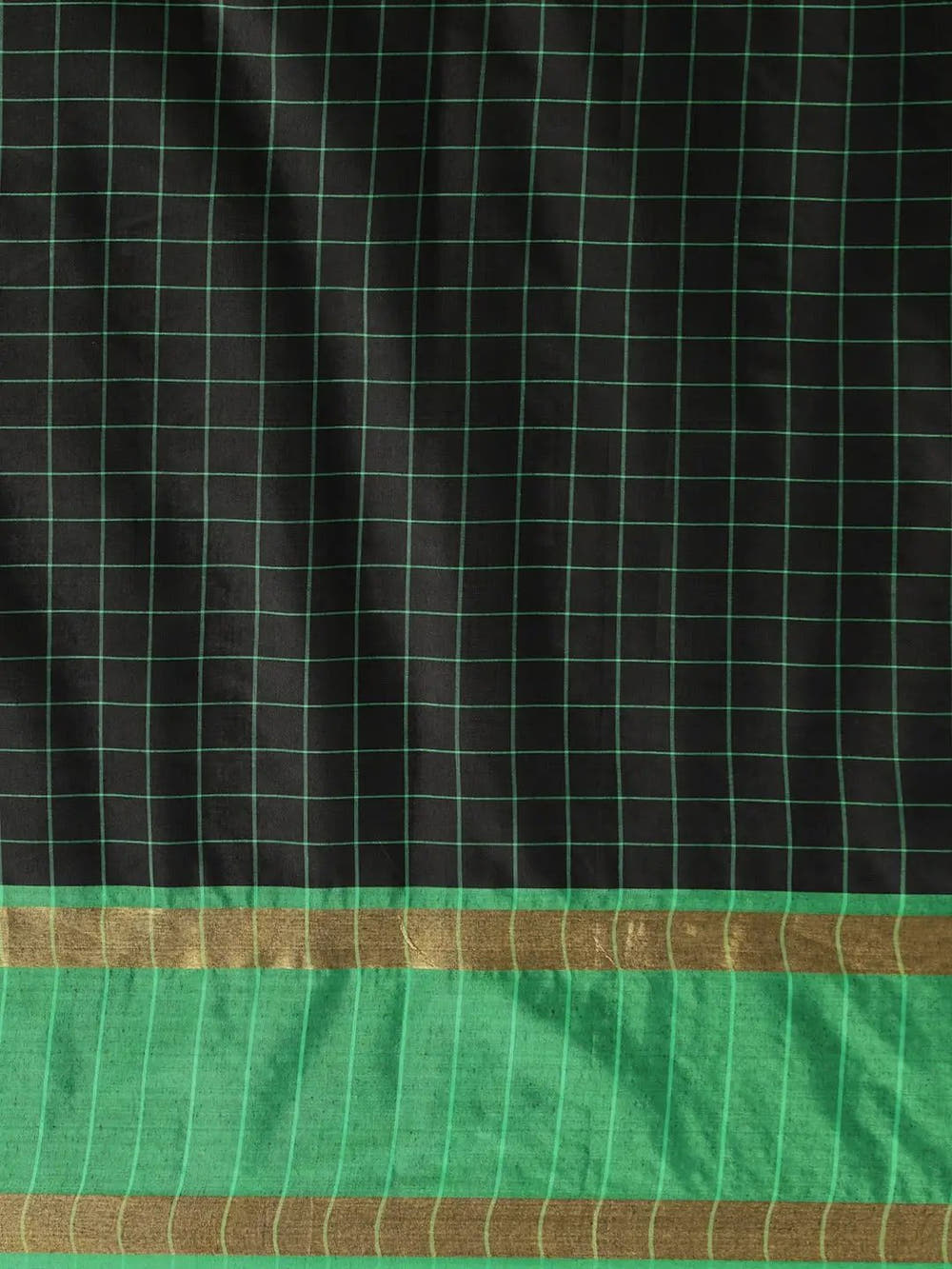 Stylish Black Colour Silk Cotton Checked And Zari Work Saree