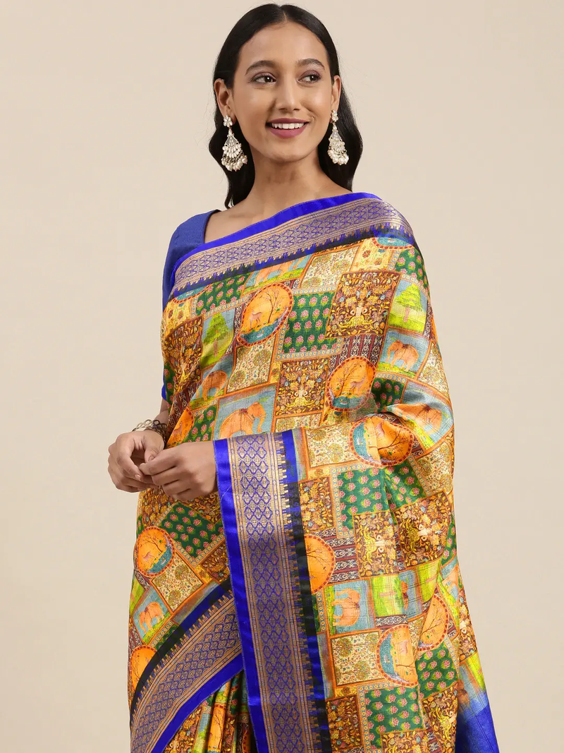 Uppada Silk Kalamkari Digital Print Saree