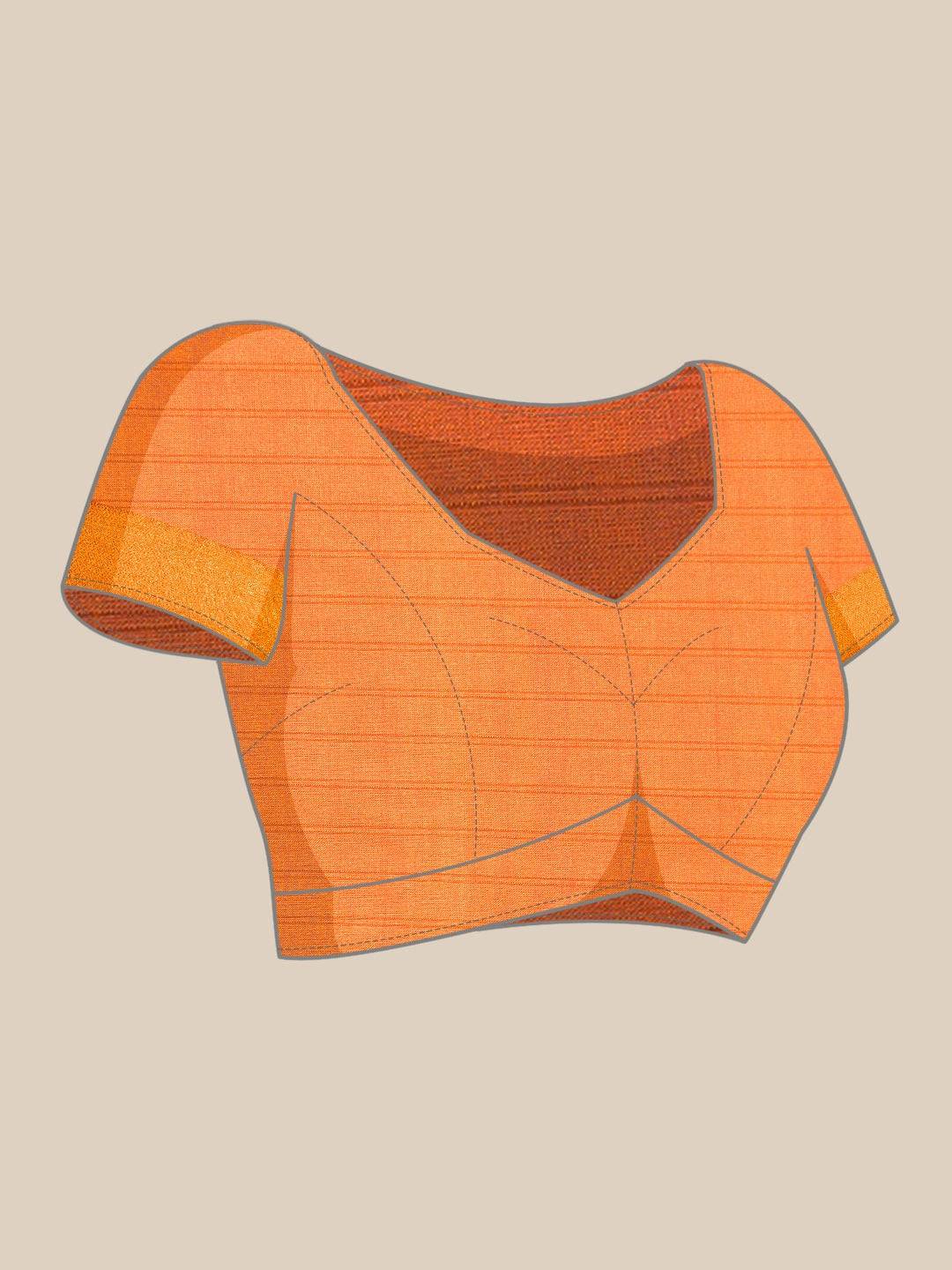 Orange Uppada Silk Kalamkari Digital Print Saree