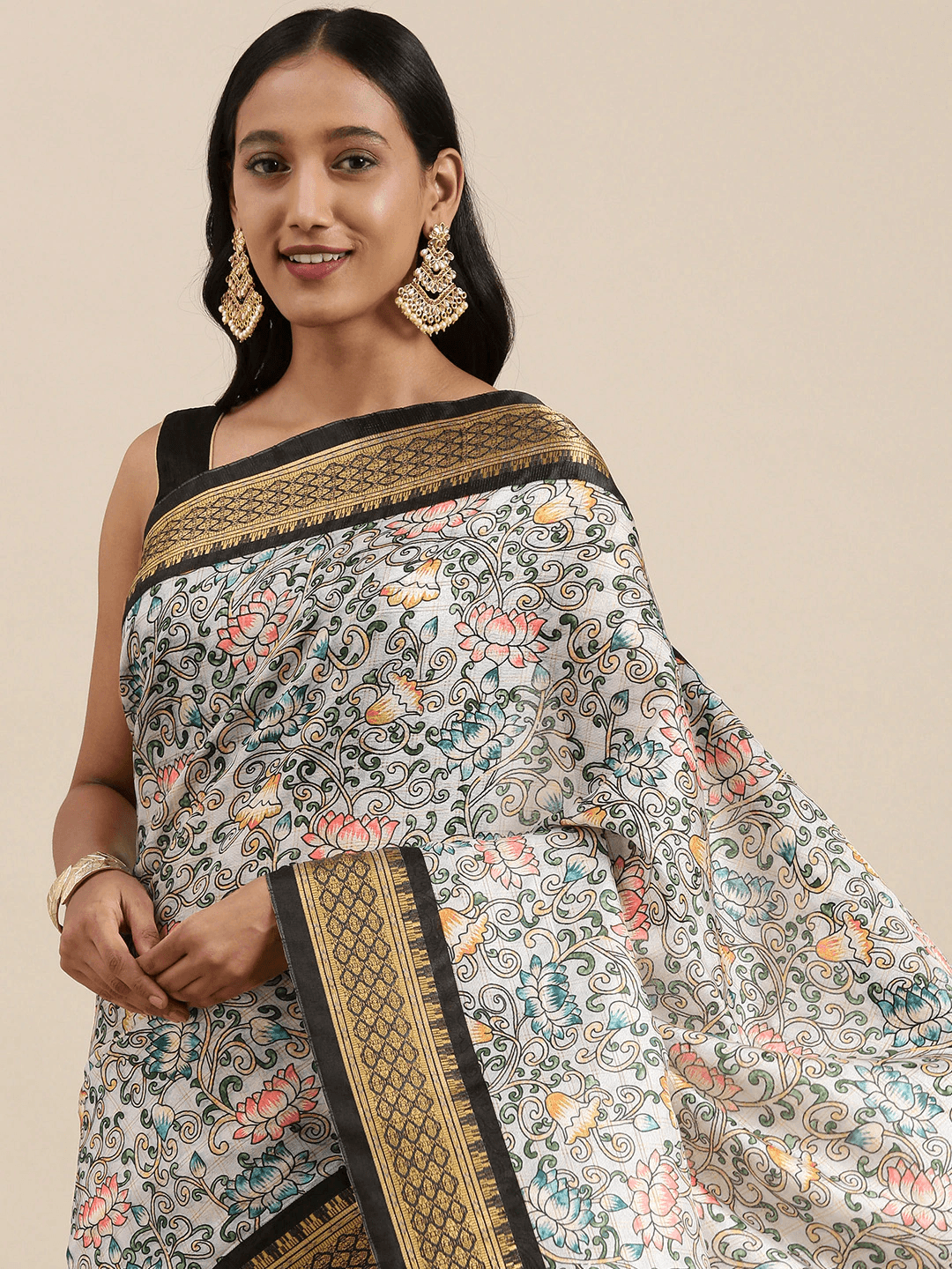 Attractive Kalamkari Digital Print Uppada Silk Saree
