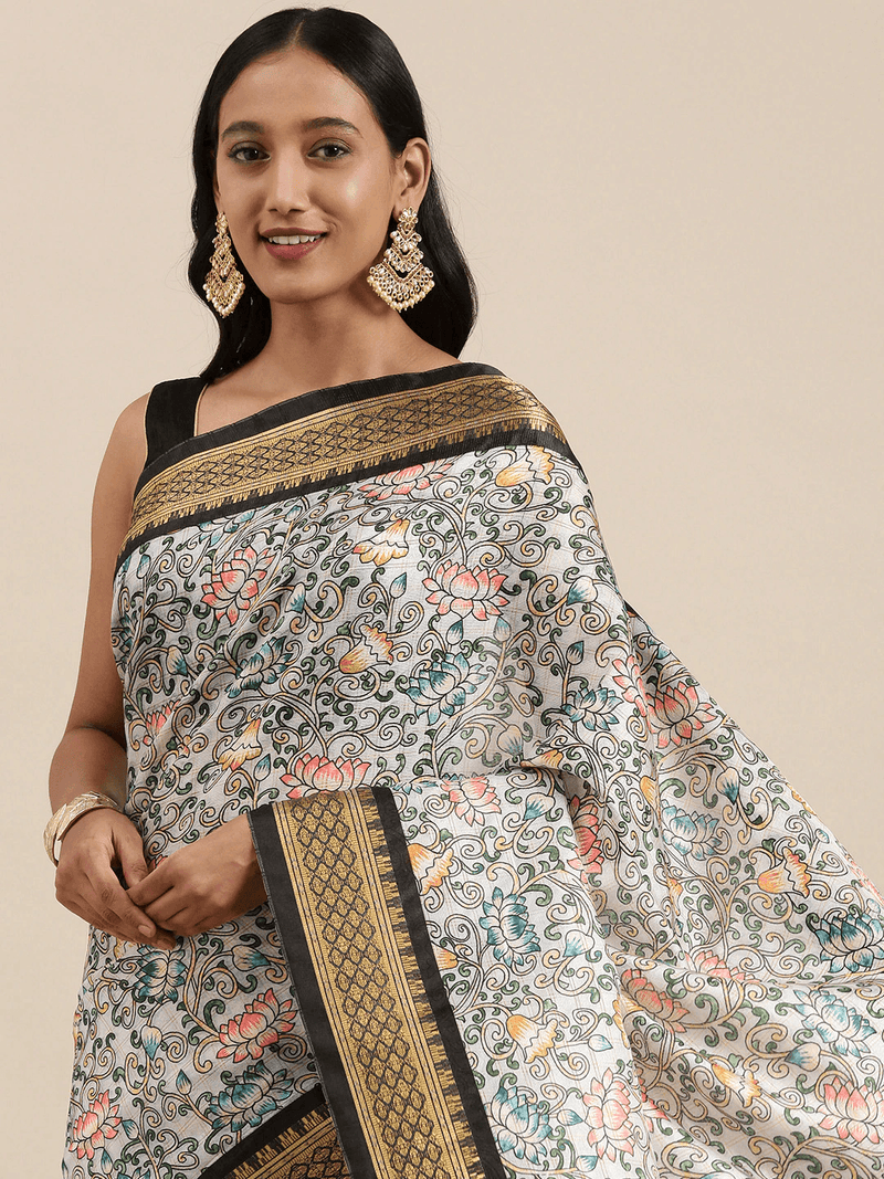 Attractive Kalamkari Digital Print Uppada Silk Saree