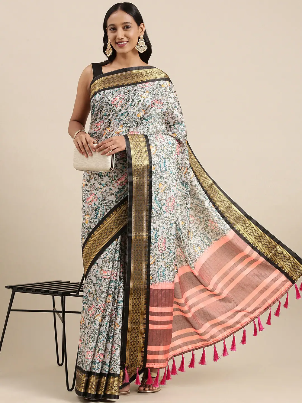 Attractive Kalamkari Digital Print Uppada Silk Saree