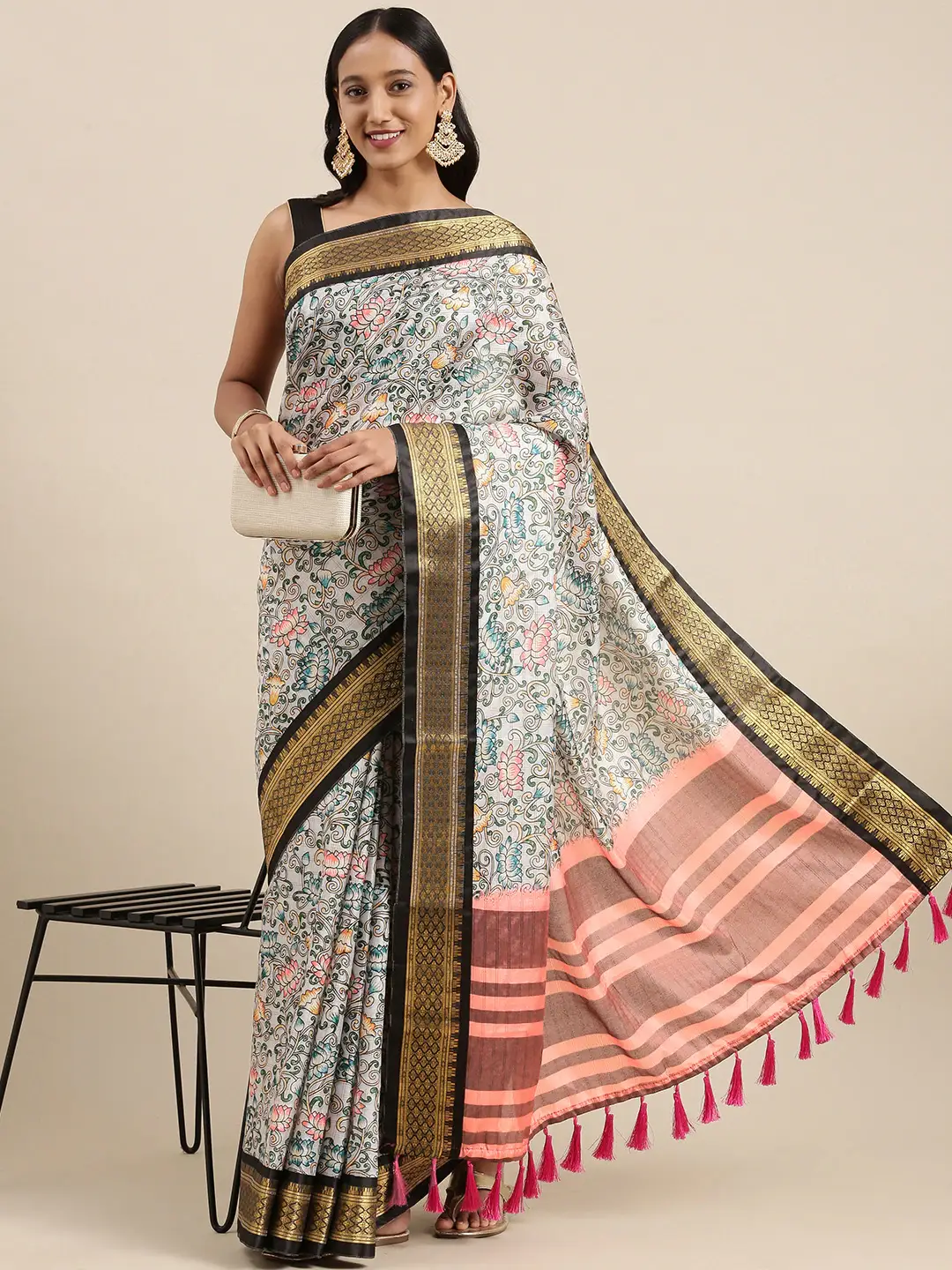 Attractive Kalamkari Digital Print Uppada Silk Saree