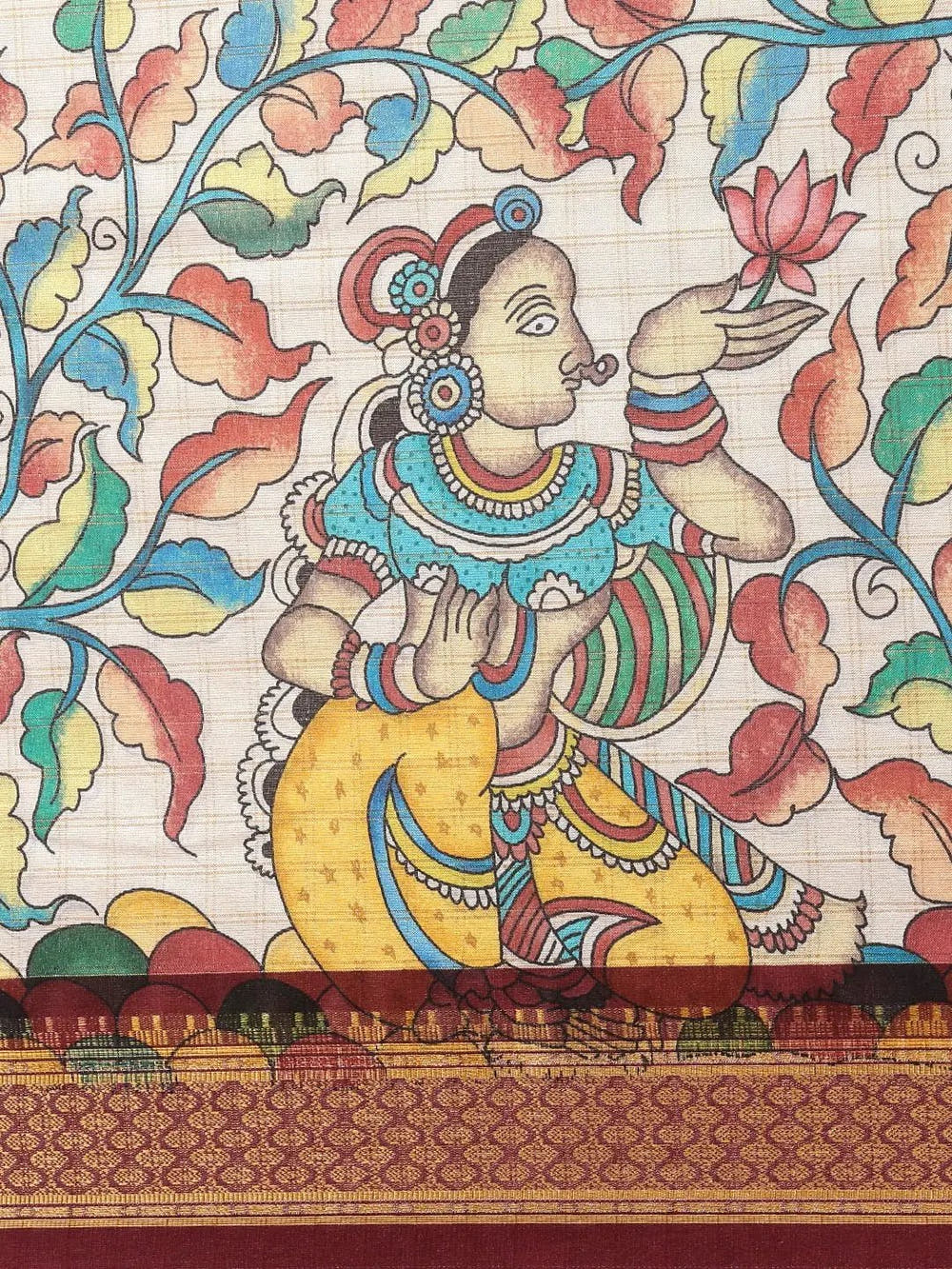 Brown Colour Kalamkari Digital Print Uppada Silk Saree