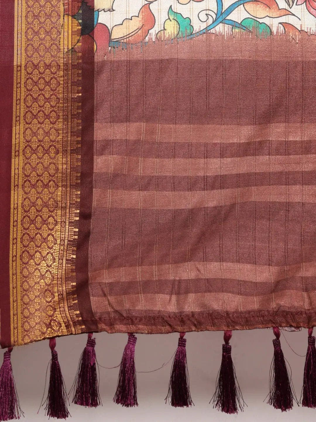 Brown Colour Kalamkari Digital Print Uppada Silk Saree
