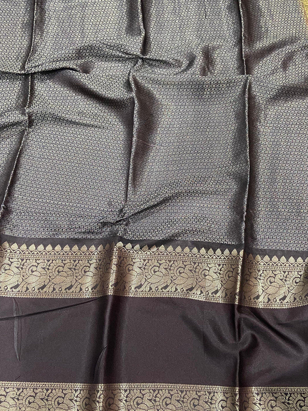 Olive Banarasi Pichwai Print Saree