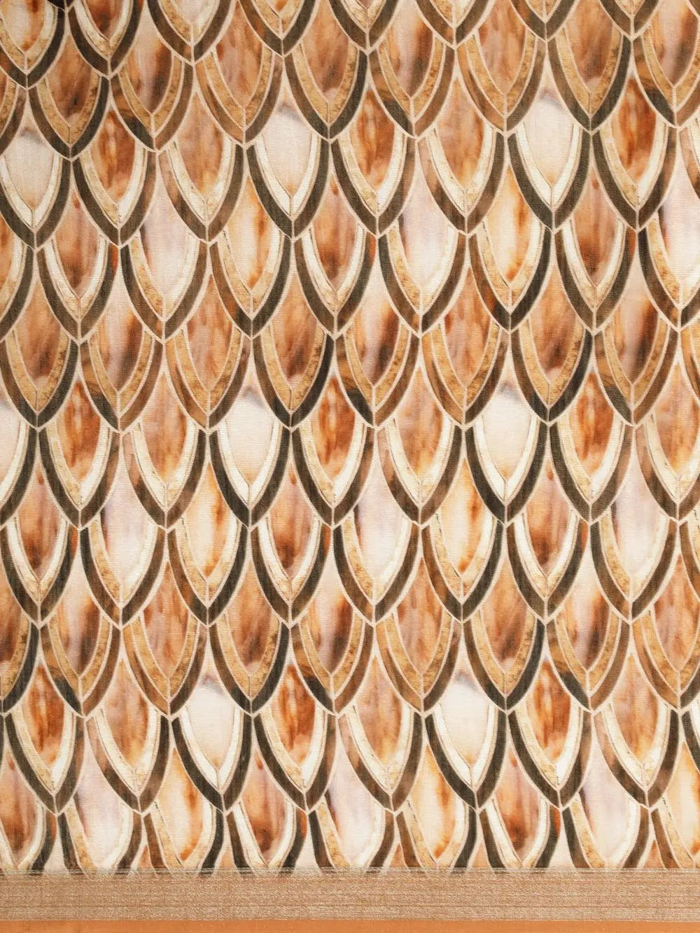 Brown Colour Soft Linen Geometric Print Festive Wear Saree