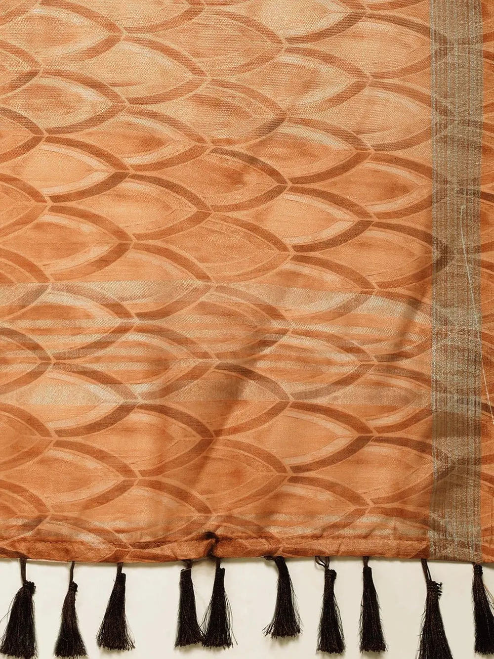 Brown Colour Soft Linen Geometric Print Festive Wear Saree