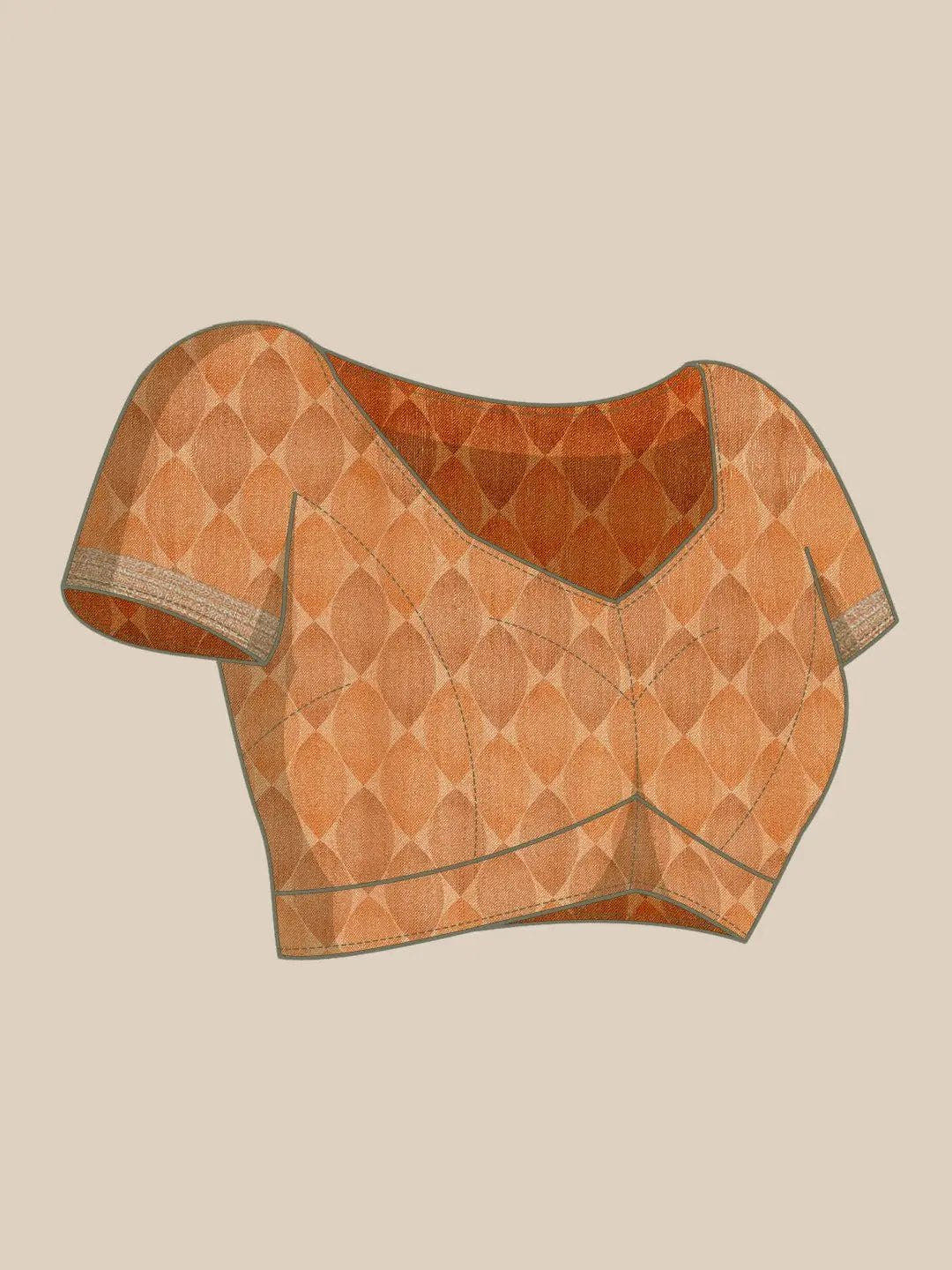 Brown Colour Soft Linen Geometric Print Festive Wear Saree
