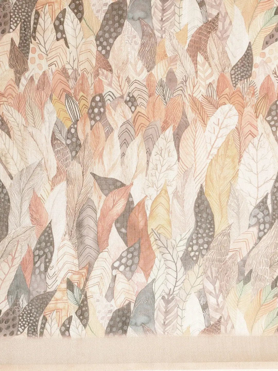 Cream Colour Soft Linen Geometric Print Festive Wear Saree
