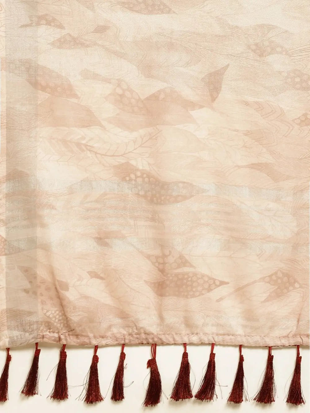 Cream Colour Soft Linen Geometric Print Festive Wear Saree