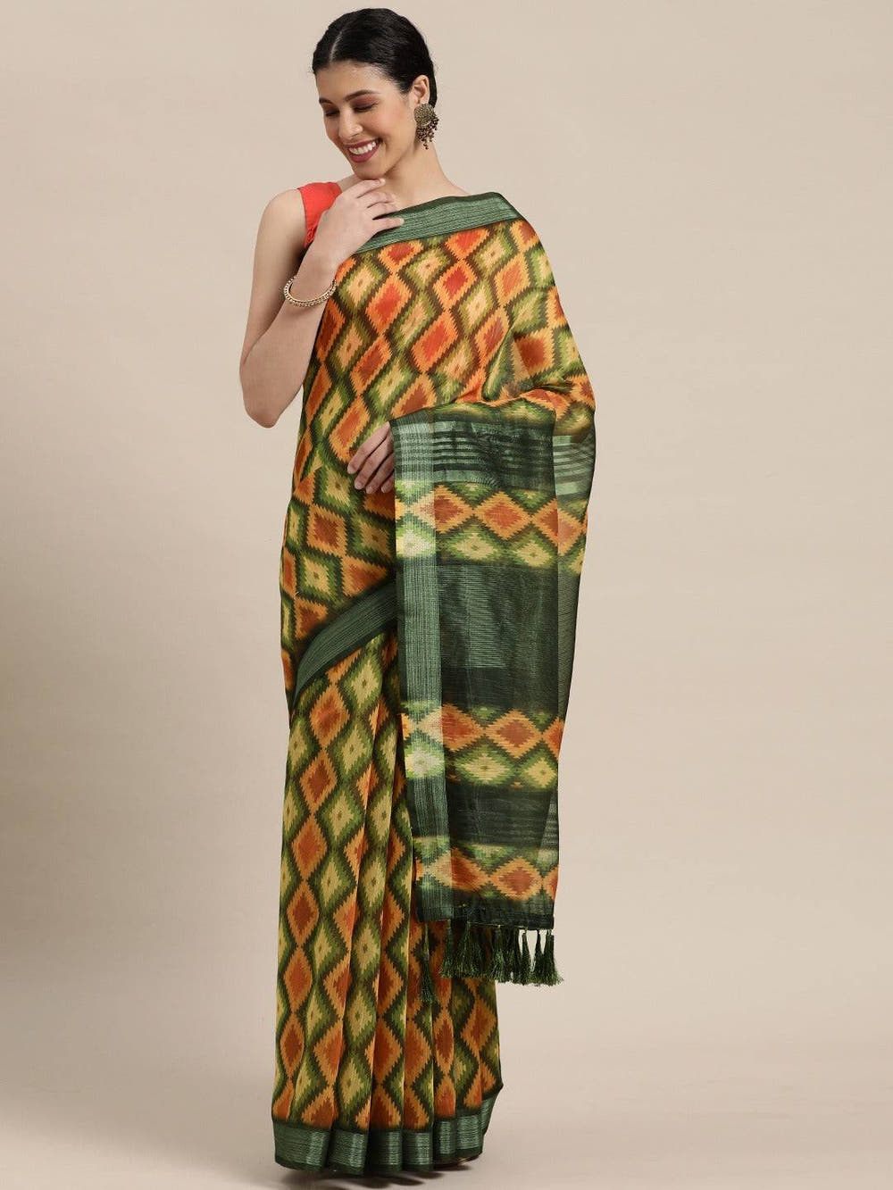 Exclusive Multi Colour Soft Linen Digital Print Saree