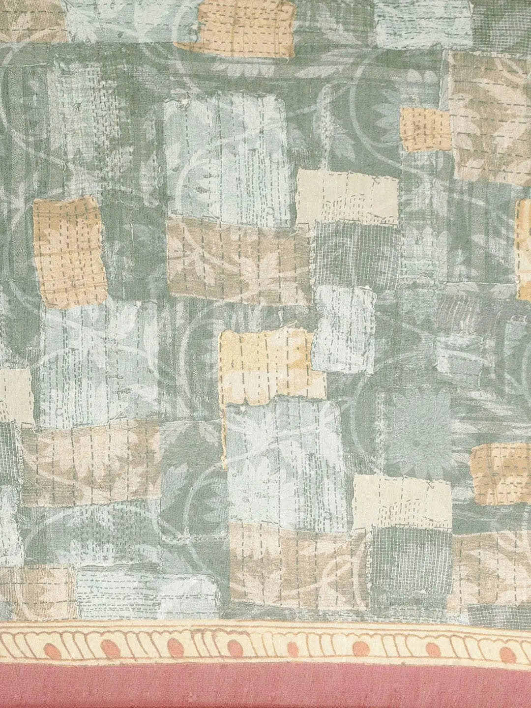 Beautiful Digital Print Kalamakri Design Soft Linen Saree