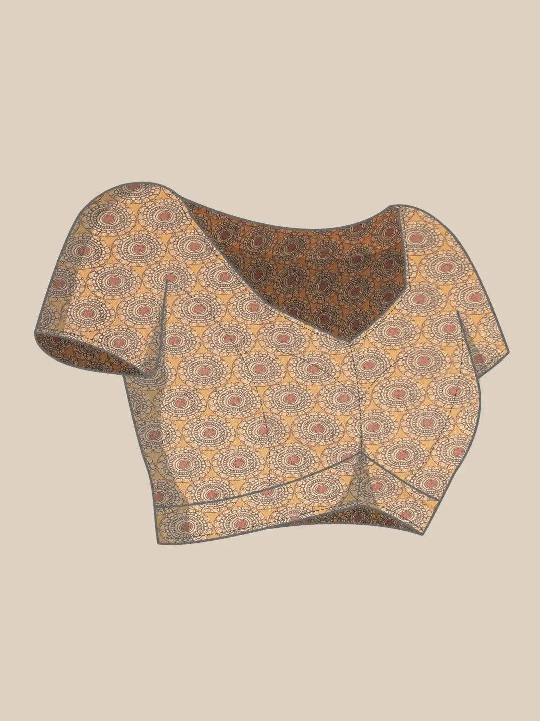 Beautiful Digital Print Kalamakri Design Soft Linen Saree