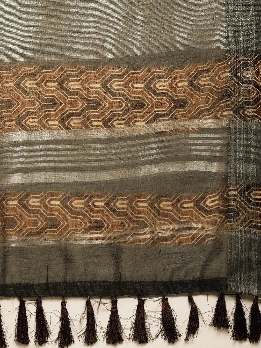 Brown Colour Soft Linen Digital Print Festive Wear Saree