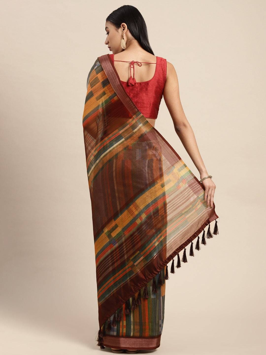 Exclusive Soft Linen Digital Print Festive Wear Saree