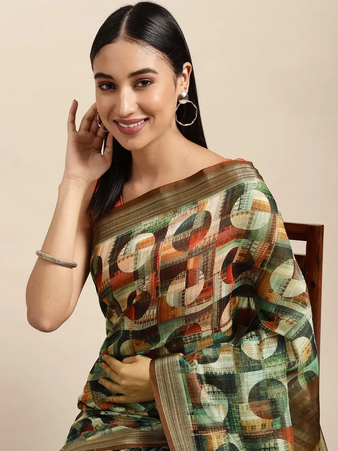 Exclusive Soft Linen Digital Print Festive Wear Saree