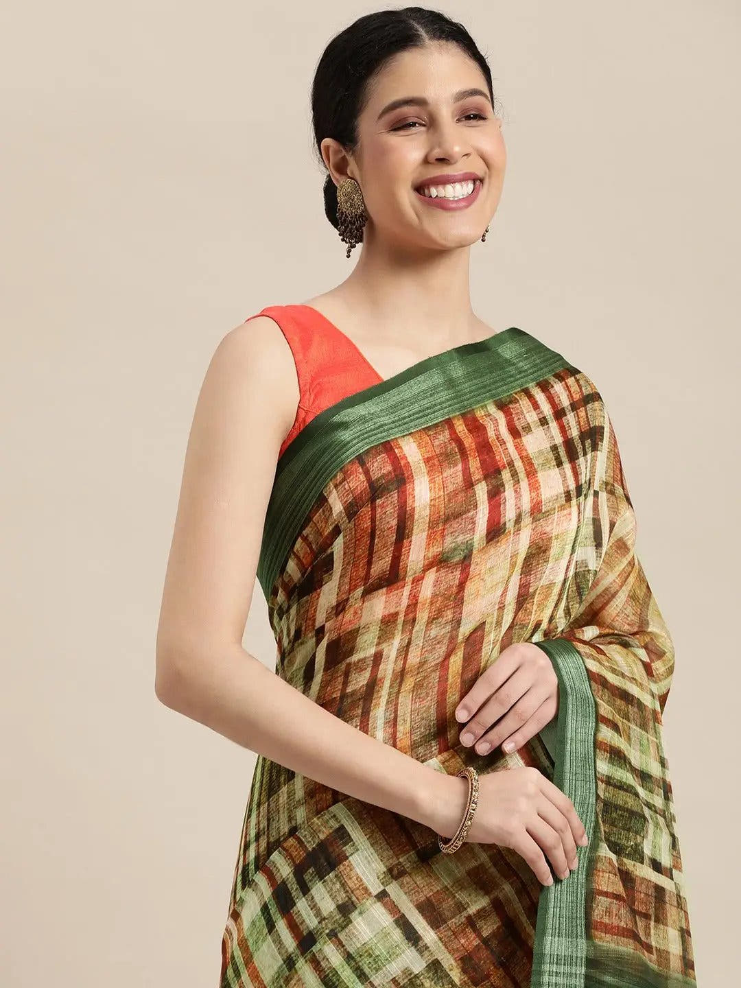 Exclusive Soft Linen Digital Print Festive Wear Saree