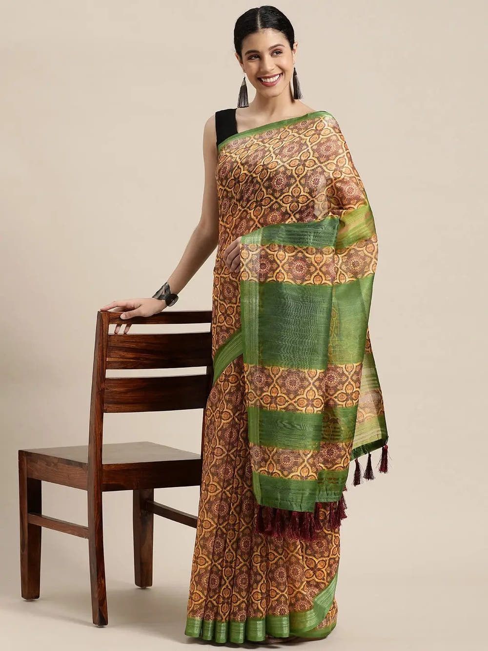 Exclusive Soft Linen Digital Print Festive Wear Saree