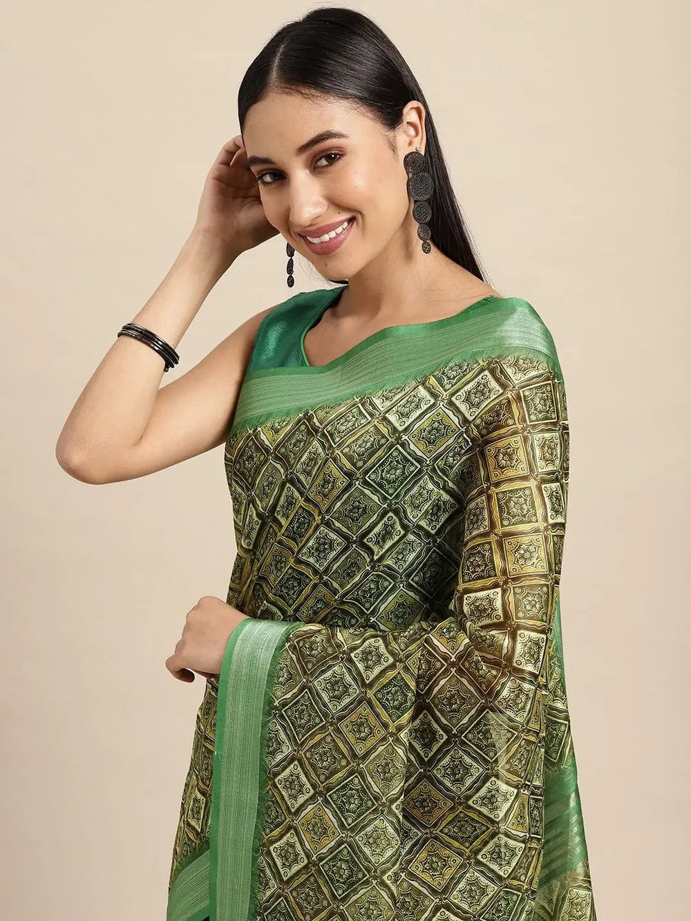 Exclusive Soft Linen Digital Print Festive Wear Saree