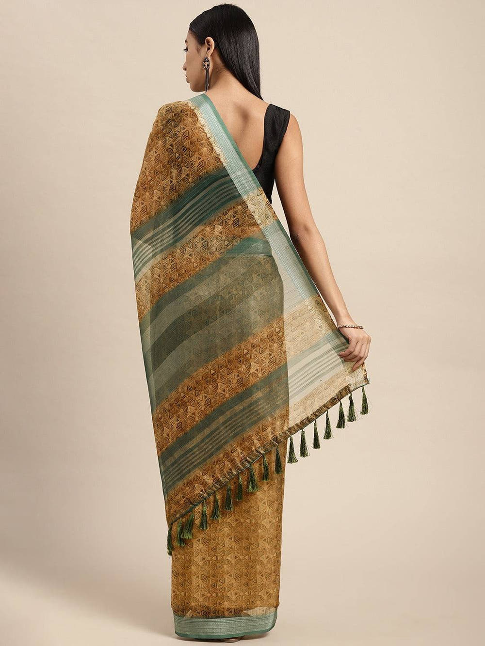 Exclusive Mustard Soft Linen Digital Print Festive Wear Saree