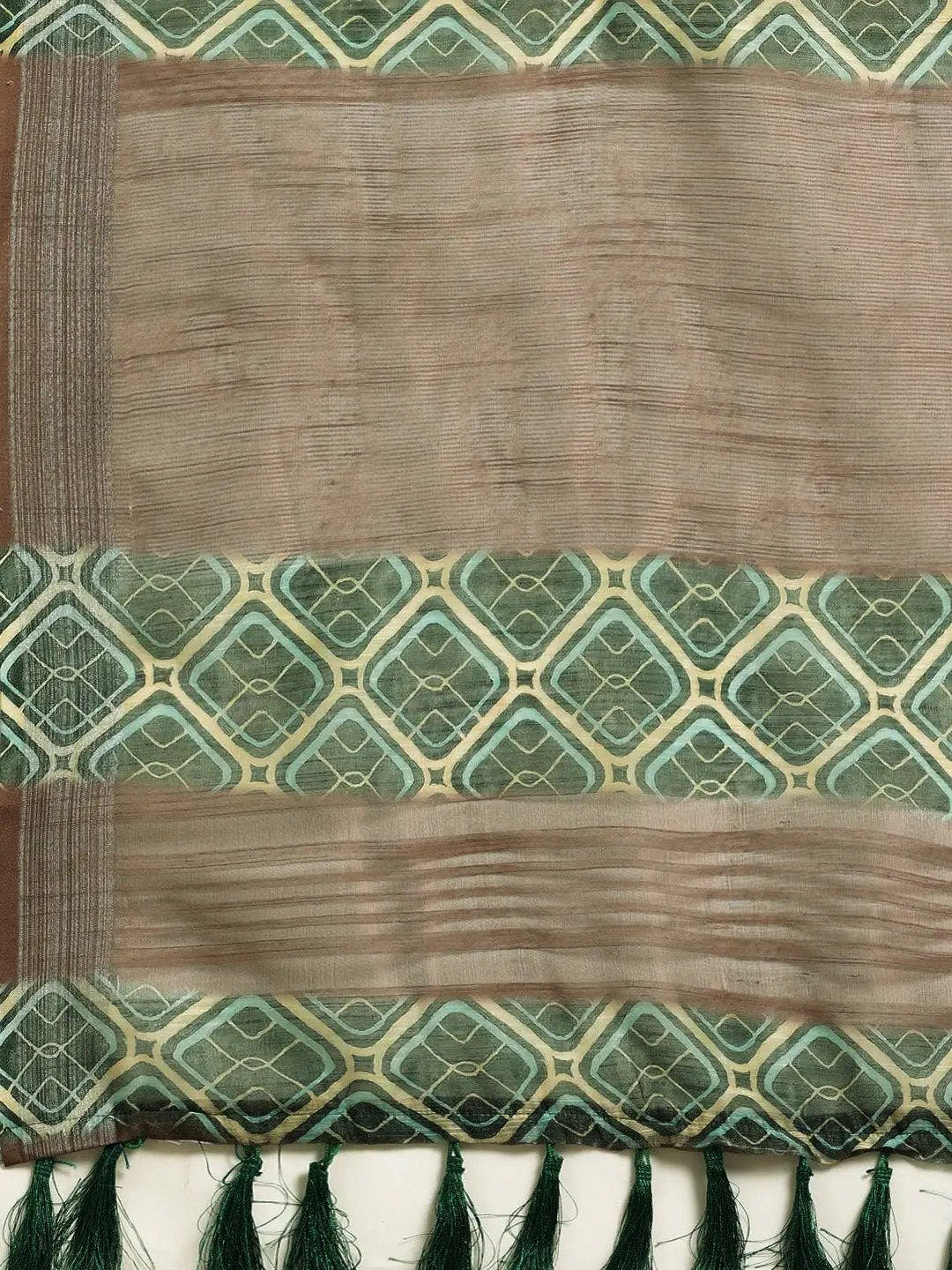 Exclusive Green Colour Soft Linen Digital Print Festive Wear Saree