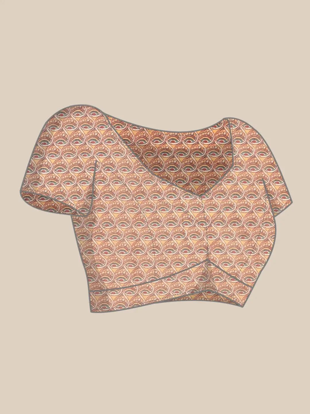 Stylish Digital Print Kalamakri Design Soft Linen Saree