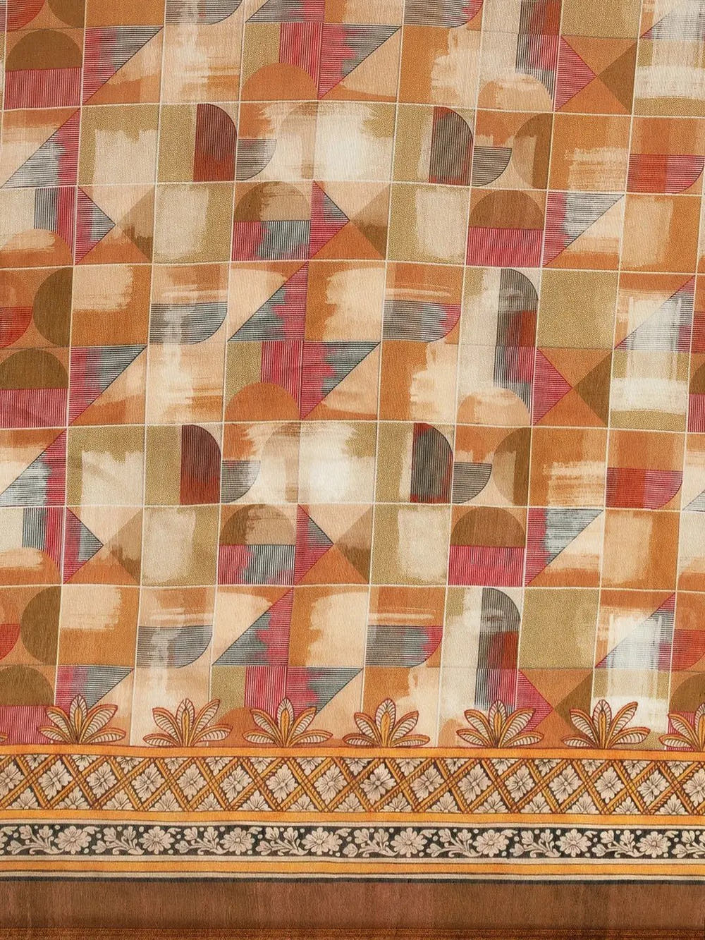 Latest Digital Print Kalamakri Design Soft Linen Saree