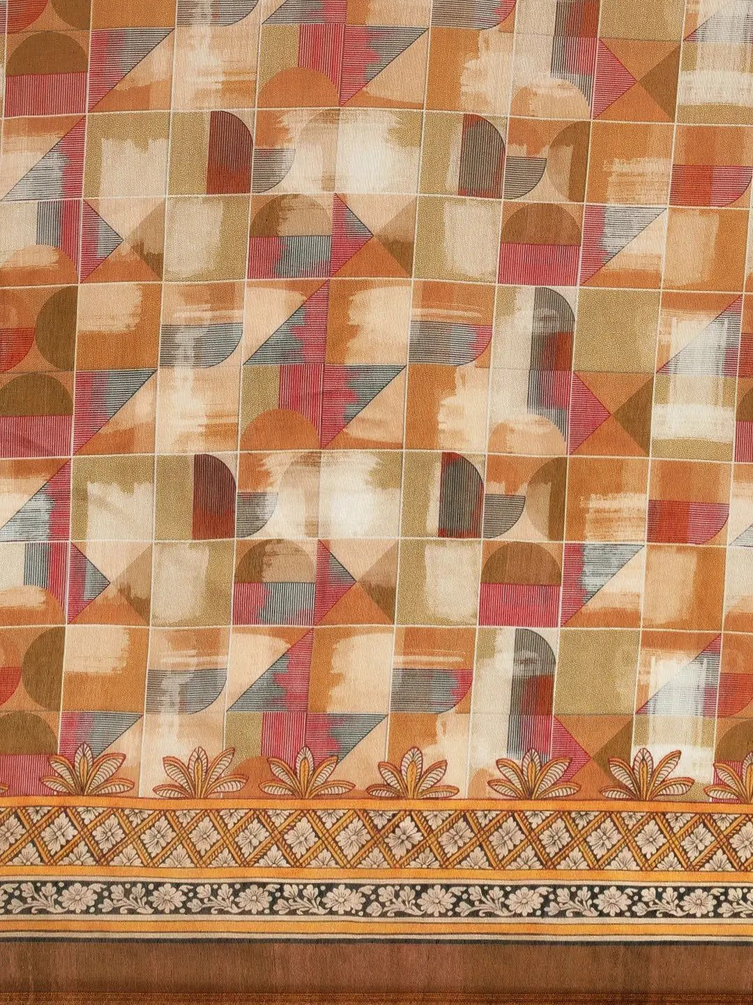 Latest Digital Print Kalamakri Design Soft Linen Saree