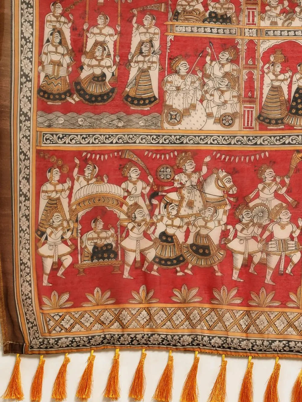 Latest Digital Print Kalamakri Design Soft Linen Saree