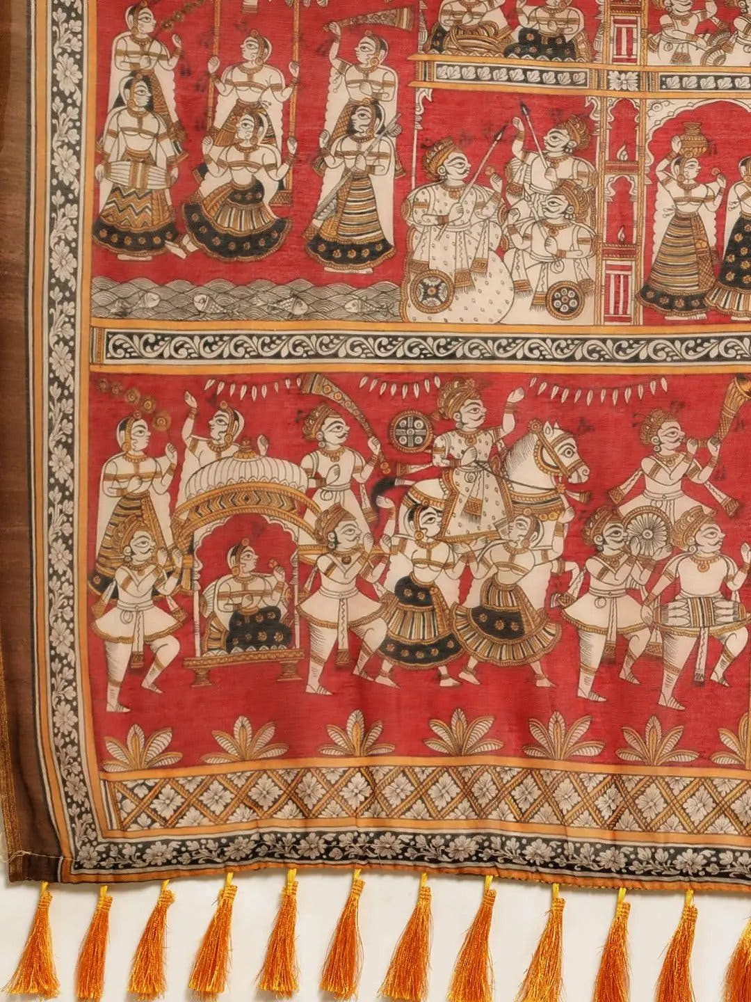 Latest Digital Print Kalamakri Design Soft Linen Saree