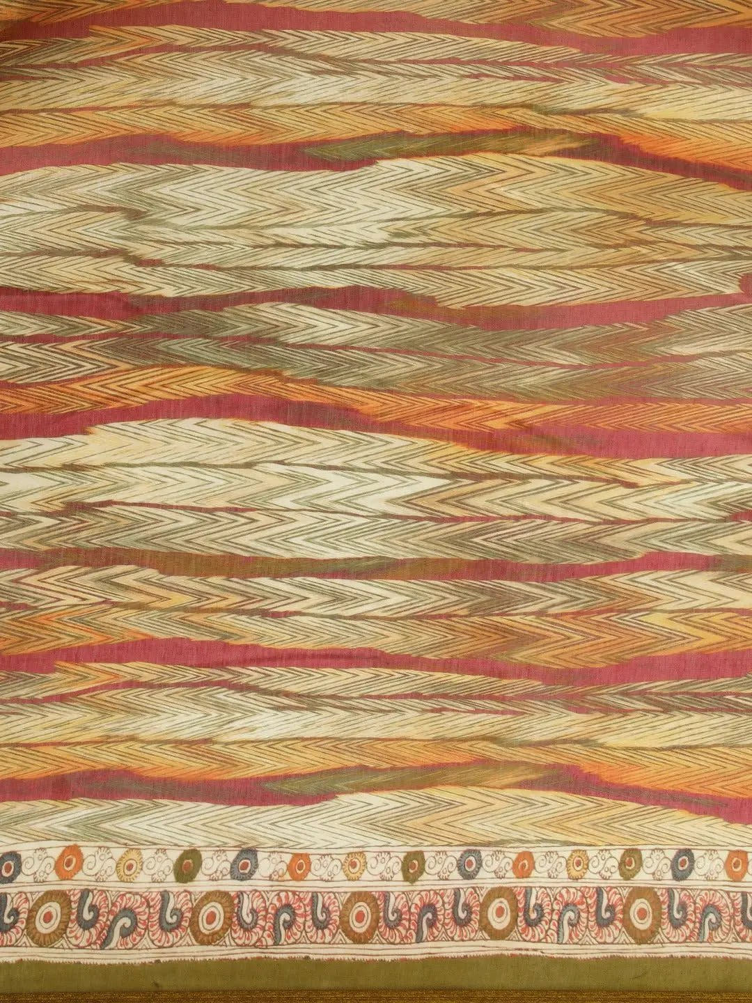 Beautiful Digital Print Kalamakri Design Soft Linen Saree