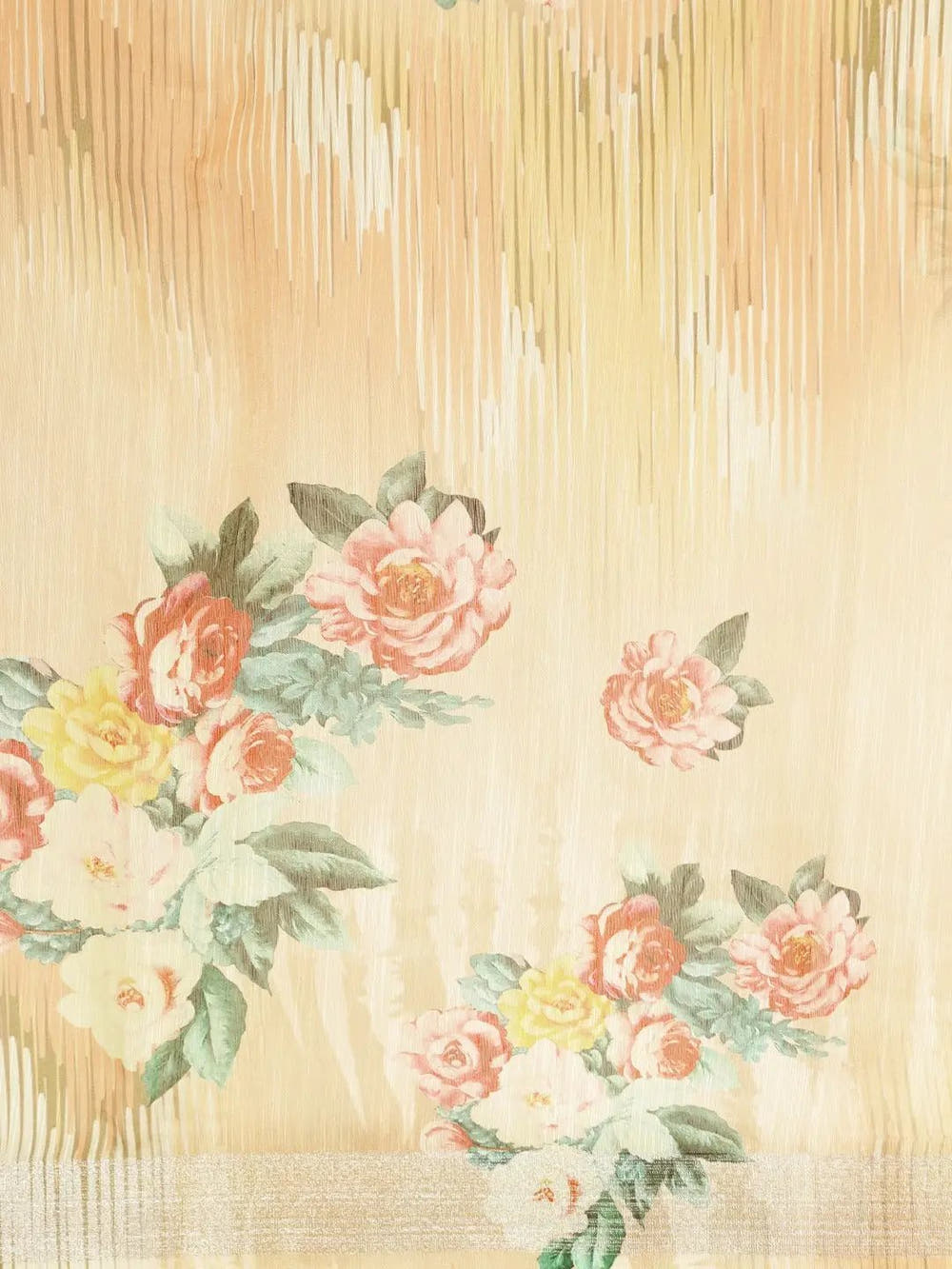Beautiful Digital Flower Print Design Soft Linen Saree