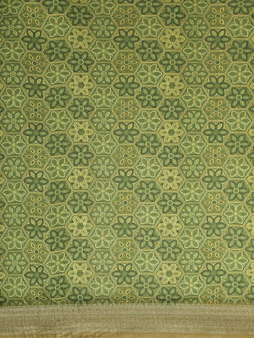 Beautiful Green Colour Digital Floral Print Soft Linen Saree