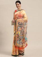 Mustard Colour Kalamakri Digital Print Soft Linen Saree