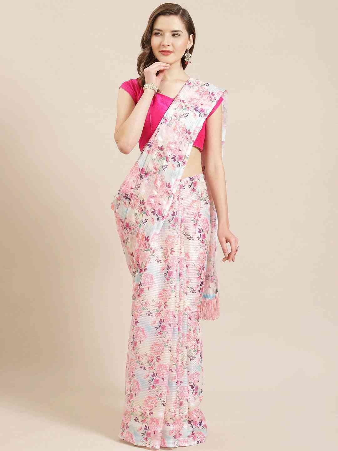 Stylish Poly Chiffon Floral Digital Print Saree
