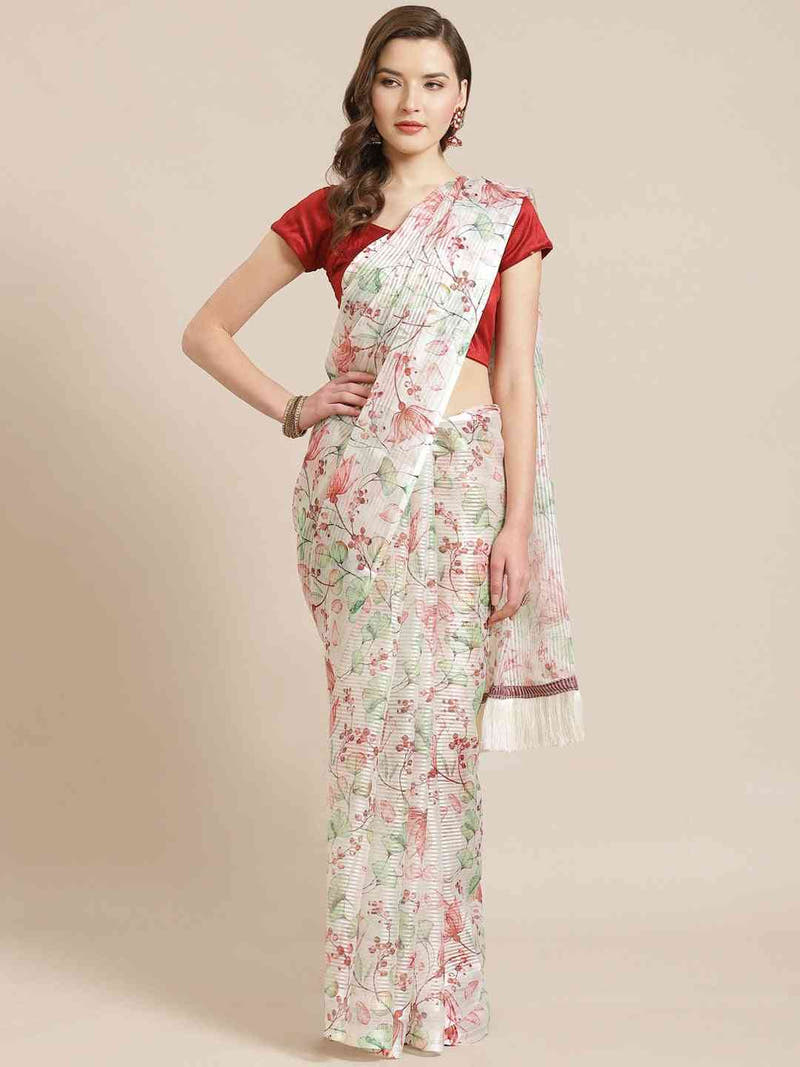 Stylish Poly Chiffon Floral Digital Print Saree